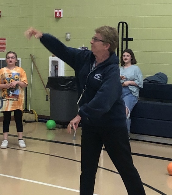 Mrs. Saari in Gym Highbridge Hill Elementary